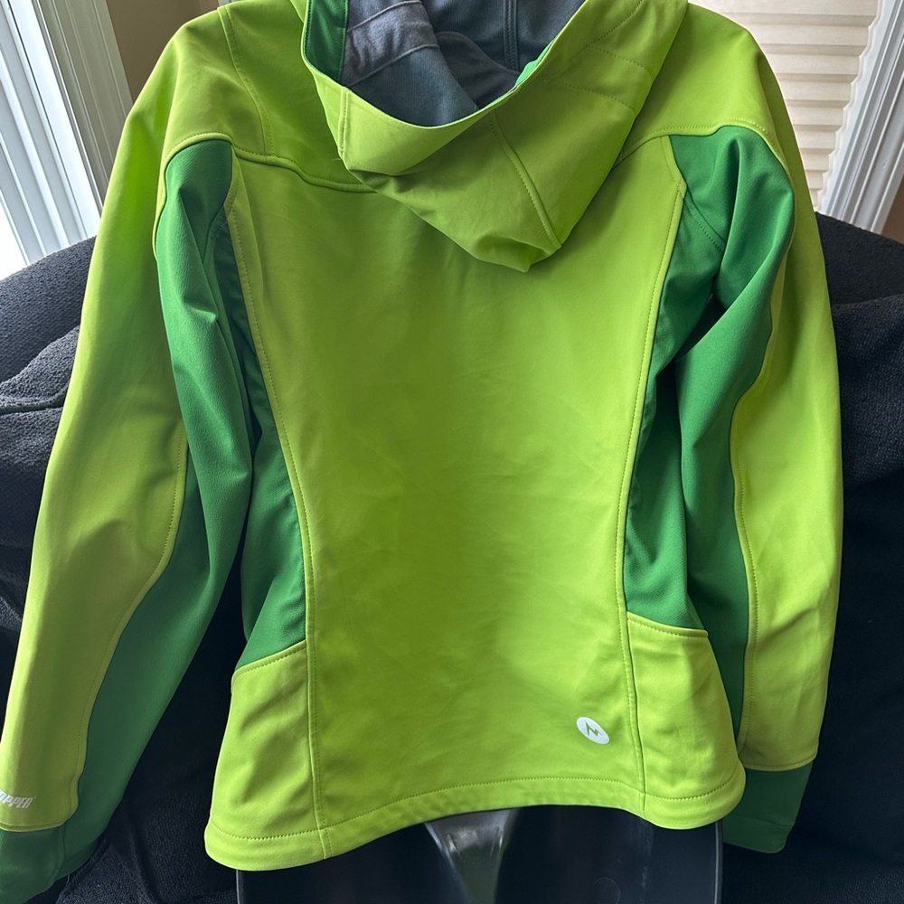 lime green women's windstopper hooded jacket - Picture 2 of 4